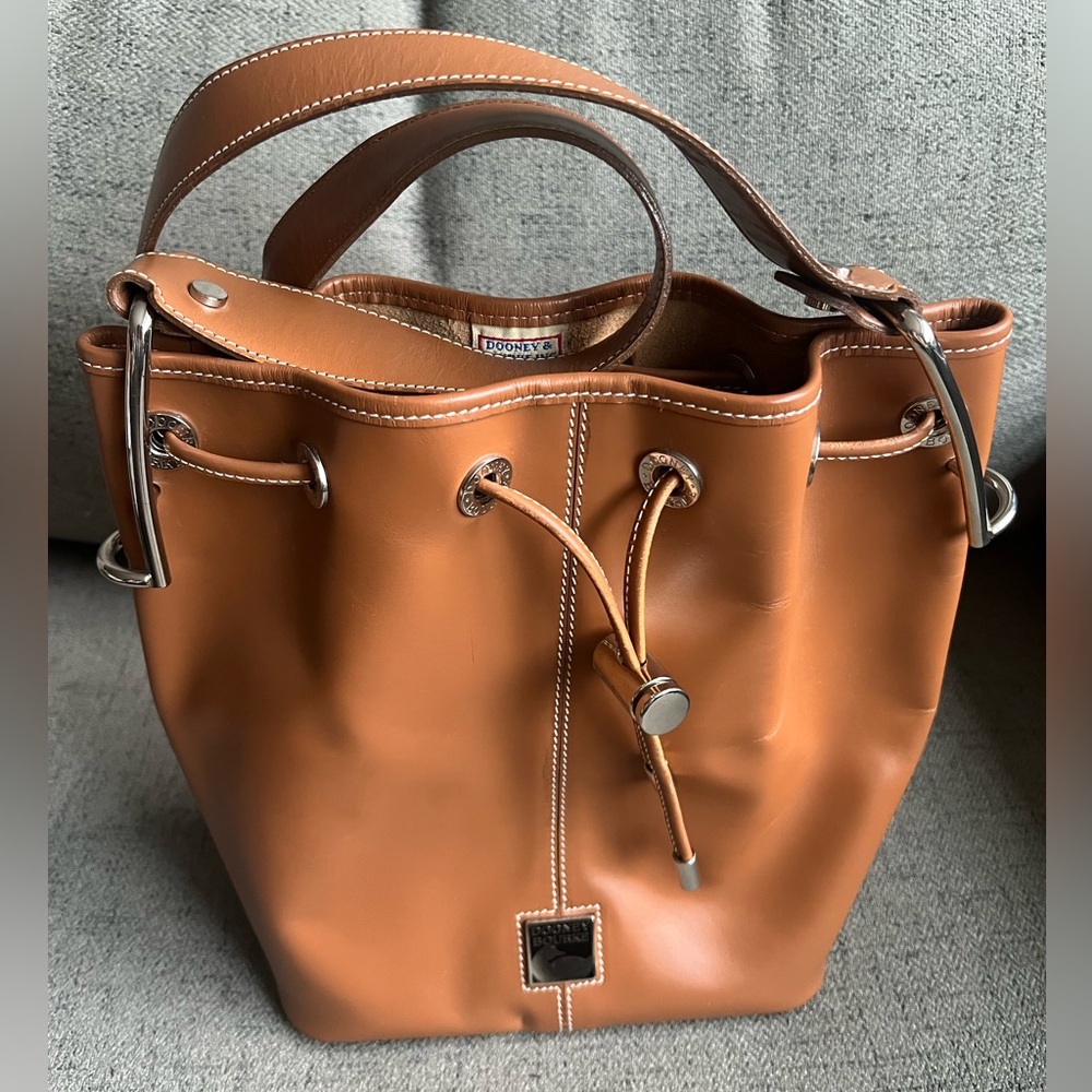 Dooney and Bourke Leather Drawstring Bucket Bag